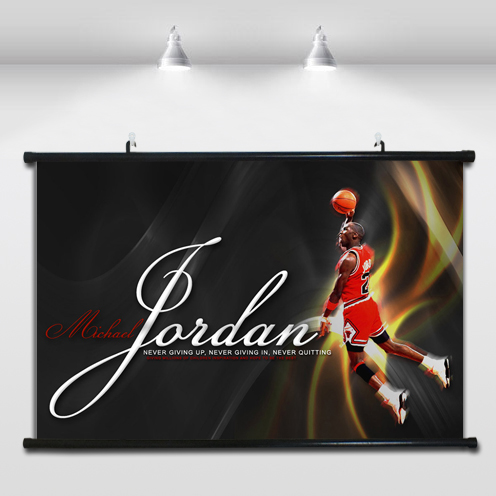 NBA公牛队飞人乔丹复古艺术有框装饰画卧室书房篮球经典海报挂画