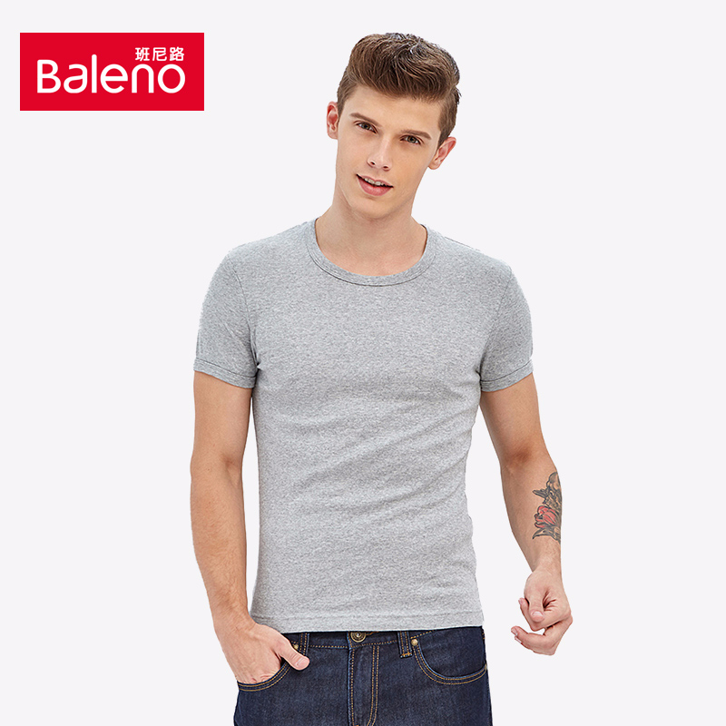 Baleno班尼路 夏季纯棉修身短袖T恤男 打底衫纯色内衣体恤产品展示图1