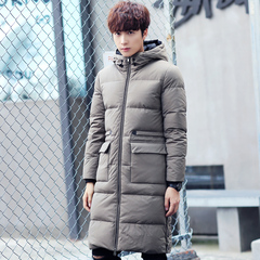 FINIPAR加厚羽绒服男修身2016冬装新款韩版修身长款青年连帽外套