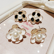 European fashion exaggerated stereo double flowers flower Stud Earrings fashion ladies Stud Earrings ear jewelry female Korean accessories