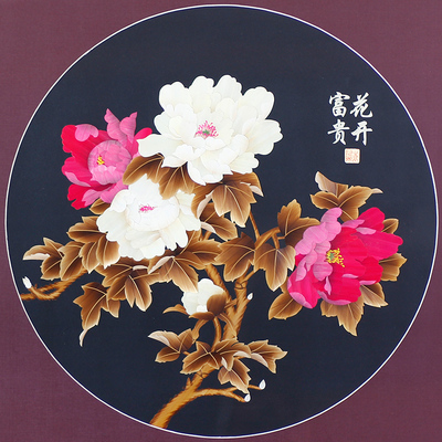 非遗传承人袁月英 麦草画 花开富贵(紫)