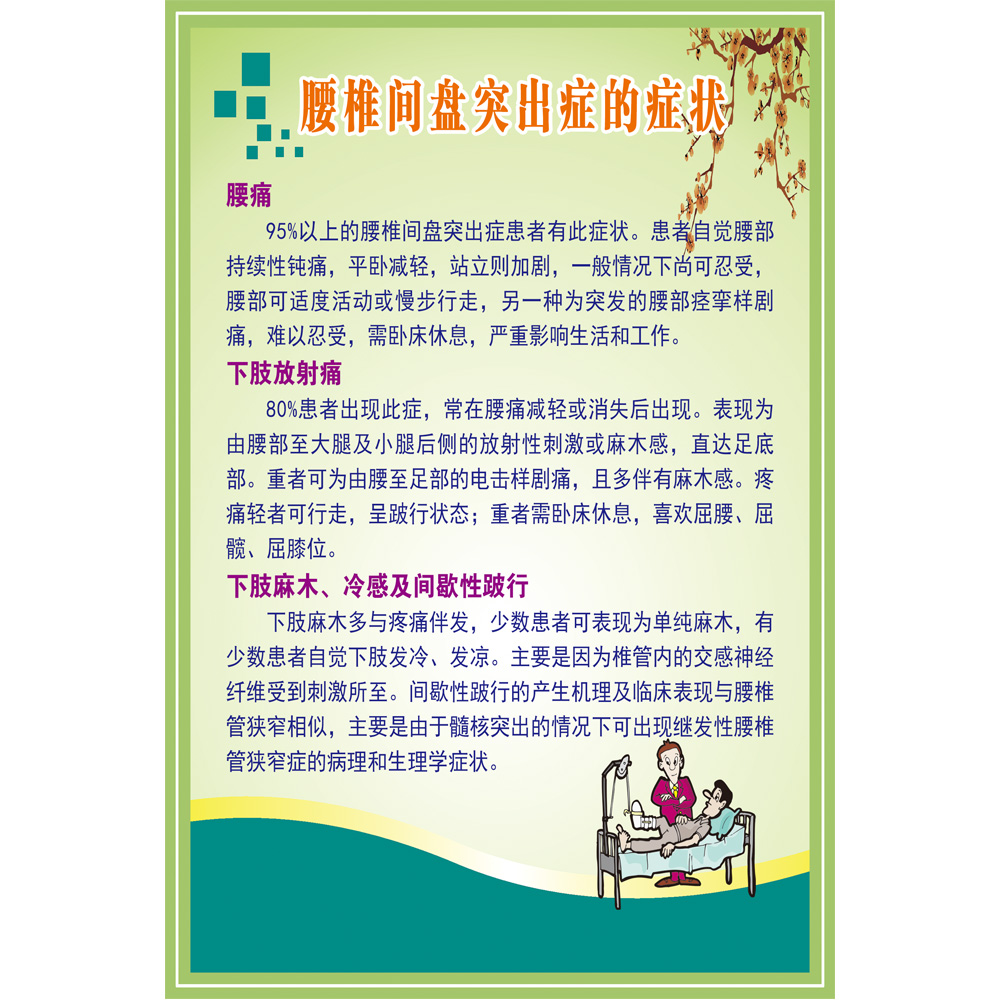 医学骨科挂图腰椎间盘突出症状pvc高清写真