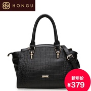 Honggu female header layer of leather handbags red Valley Leisure crocodile shoulder bag Messenger bag hand bags 4404