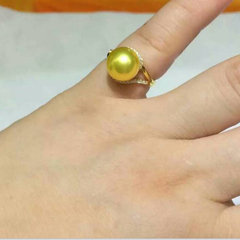【珍珠魅力】南洋珍珠戒指 18K金南洋金珠戒指 豪华款11-12MM