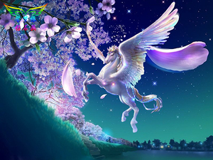 3d5d钻石画魔方圆钻贴钻画天马行空樱花飞马十字绣钻石绣客厅包邮