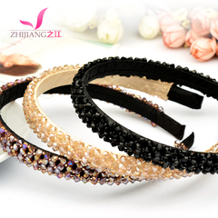 Rivers of Korea headband hair jewelry Crystal beaded wide headband slippery-proof hoop heads to withhold card accessories
