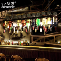饰源loft复古餐厅个性酒吧台咖啡馆装饰玻璃创意彩色酒瓶北欧吊灯