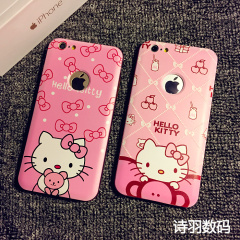 可爱猫咪 iphone6手机壳苹果6splus浮雕硬壳保护套卡通金属边框壳