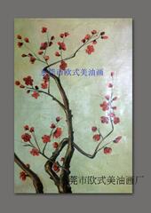 工厂现货实拍油画低价出售，抽象梅花中式手绘油画装饰油画