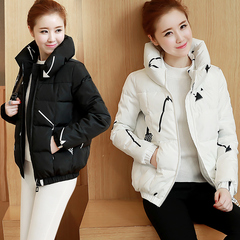 棉衣女短款冬装新款韩版学生修身显瘦印花羽绒棉服小款棉袄外套潮