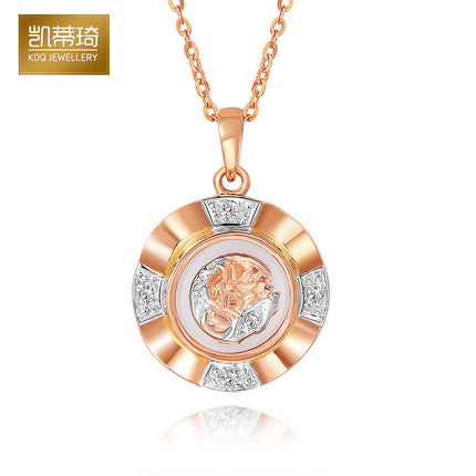 凯蒂琦珠宝18k金吊坠时来运转生肖吊坠 香港彩金吊坠本命年转运