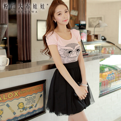 T shirt short sleeve t-shirt pink dolls new 2015 summer wear slim puff sleeve shirt women