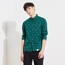 美特斯邦威2015秋装新款男长袖十字架印花衬衫吊牌价169元