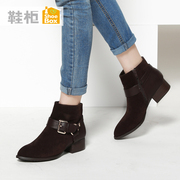 Pointed shoe shoebox tide girls in autumn and winter boots belt buckle boots side zipper short tube Martin 1115505215