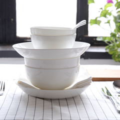 纯白骨瓷餐具套装8头 韩式碗碟套装 2人家用创意可爱