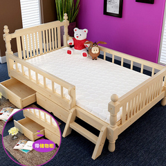 儿童床带护栏单人床1.2米小孩床实木儿童拼接床加宽公主床1.5米