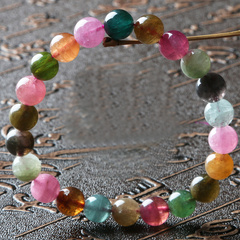 Master Bao Crystal week natural tourmaline bracelet old pit female male color photo of the gaudy seconds