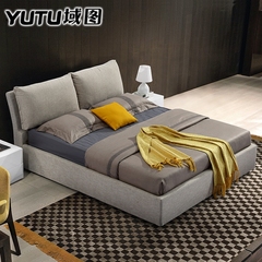 域图 布艺床 现代简约1.8米软包双人床实木储物软床可拆洗布床182