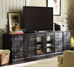 欧式电视柜组合实木 美式乡村复古做旧电视机柜简约现代地柜储物