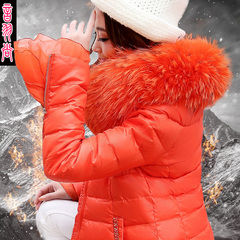 冬装韩版真皮皮草貉子大毛领大码显瘦蕾丝羽绒服女中长款加厚外套