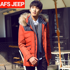 Afs Jeep/战地吉普男士羽绒服男中长款加厚修身清仓纯色2016冬装