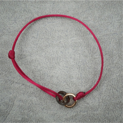 【95新】cartier love 750玫瑰金双环四钻吊坠手绳