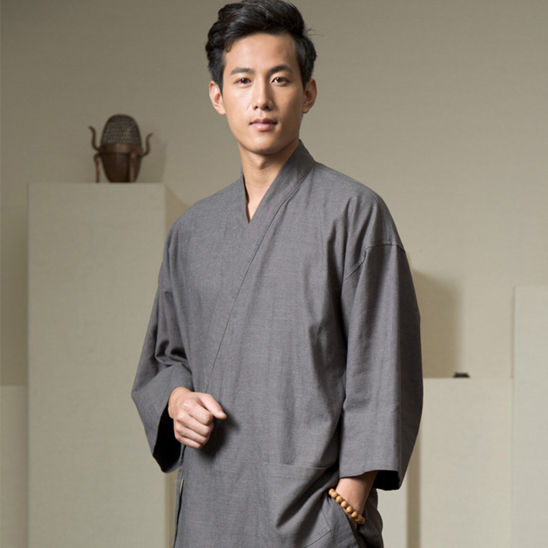 慈缘汉服男禅修服居士服原创中国风亚麻唐装古风改良夏季茶服上衣