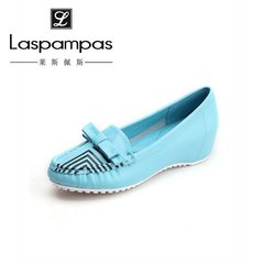 Laspampas/莱斯佩斯2016年新款 浅蓝色休闲牛皮潮流包坡跟单鞋