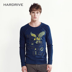 HARDRIVE新款牛仔蓝新品潮男T恤长袖牛仔水洗时尚修身全棉印花