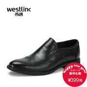 Westlink/West spring 2016 new business casual leather round Brock carved feet men's shoes