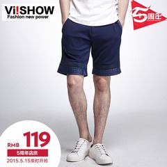 Viishow men's summer 2015 without new shorts blue straight leg casual five minute Pant men's pants
