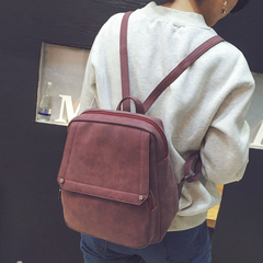 韩版2016新款复古磨砂PU皮双肩包女背包学院风中高学生书包旅行包