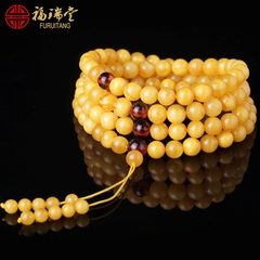 Furuitang 108 old oil-beeswax prayer beads for chickens original Ms Shi Nan Huang Tianran amber bracelet jewelry