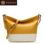 Honggu red Valley woman counters authentic hit-candy-color stitching leather shoulder Messenger bag for 3294