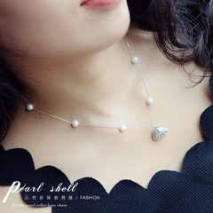 大乐良品韩国定制独特设计 珍珠贝壳 锁骨链 短项链 个性百搭时尚