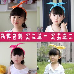 出口韩国儿童头饰品宝宝女童发夹彩色布艺兔耳朵发箍蝴蝶结发带