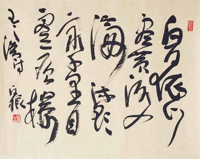 白狼四尺斗方狂草书法作品