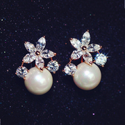 Love mail bride fashion jewelry package quality zircon jewelry faux Pearl Stud Earrings