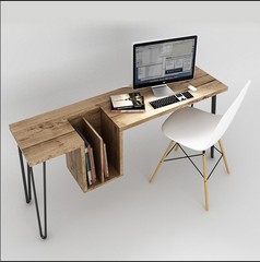 优汇 loft复古办公桌北欧书桌简约现代电脑桌带抽屉实木写字台