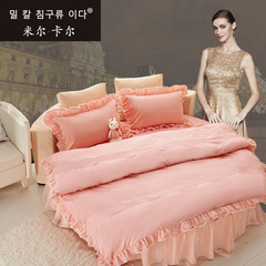 米尔卡尔 全棉圆床裙四件套圆床床罩4件套2.0/2.2米婚庆床套套件