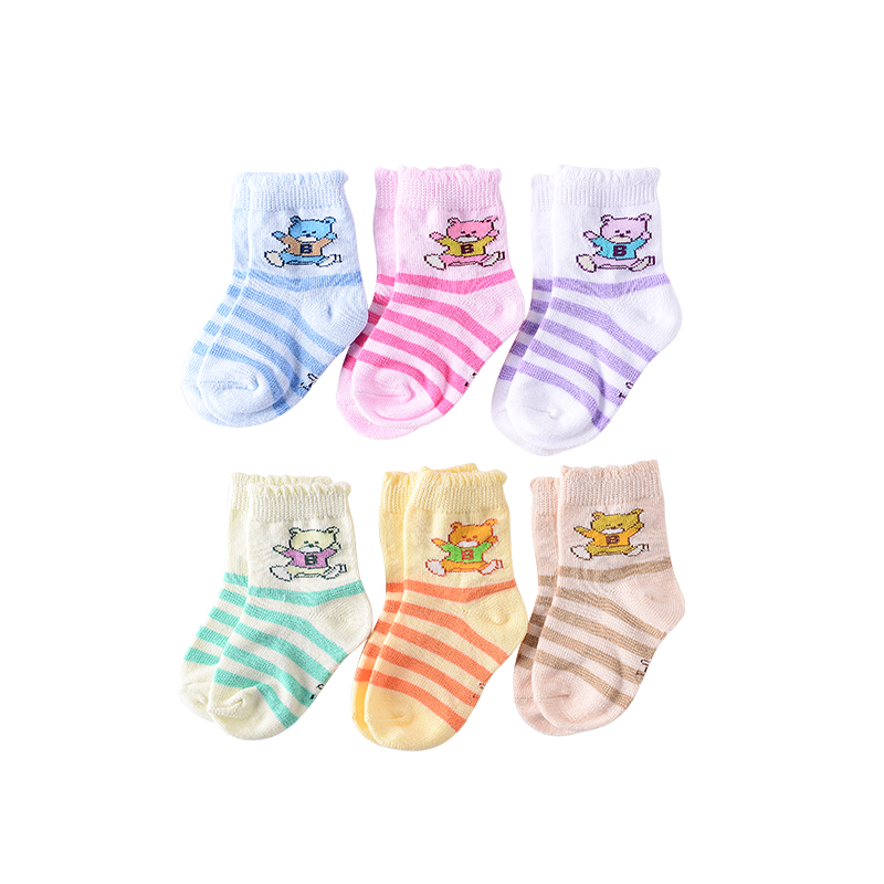 童泰新款宝宝袜子 男女宝宝0-1岁中筒三双装袜子产品展示图1