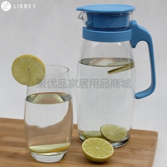 新品利比玻璃水壶冷水壶凉水壶果汁壶透明大容量冻柠檬茶壶送杯子