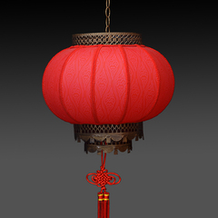 中式防水户外圆款春节大红灯笼定做阳台仿古羊皮宫灯室外灯笼