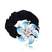 Good Korean rhinestones jewelry rope end full rhinestone flowers flowers Korea hair headdress black velvet hair bands