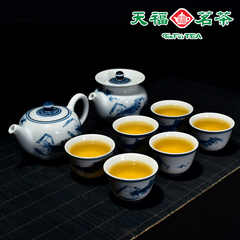 天福茗茶 台湾陆羽茶具 吉祥花卉青花壶组 精致礼盒装 230cc