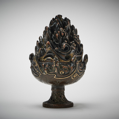 描金仿汉博山炉 陈巧生铜炉 手工仿古宣德铜炉