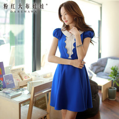 Doll collar dress big pink doll summer 2015 new Womenswear fashion dress short sleeve dress