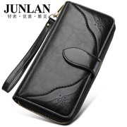 Junlan June haze female purse zipper around wallet leather ladies wallet new Korean version of bulk retro wallet