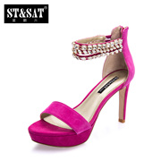 Saturday summer 2015 new suede rhinestone ankle platform stilettos Sandals Women SS52118713