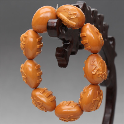 苏工名家千恩作品《暗八仙》手串橄榄核雕9颗